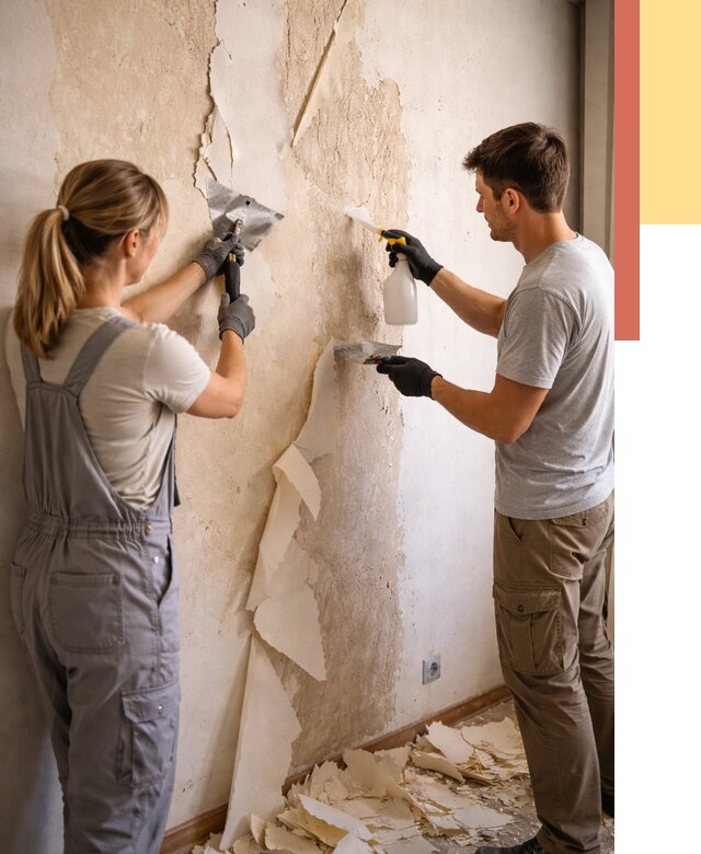 Снятие старых обоев в Первоуральске от 5404 руб. под ключ недорого | ОТДЕЛОЧНИК-Прв