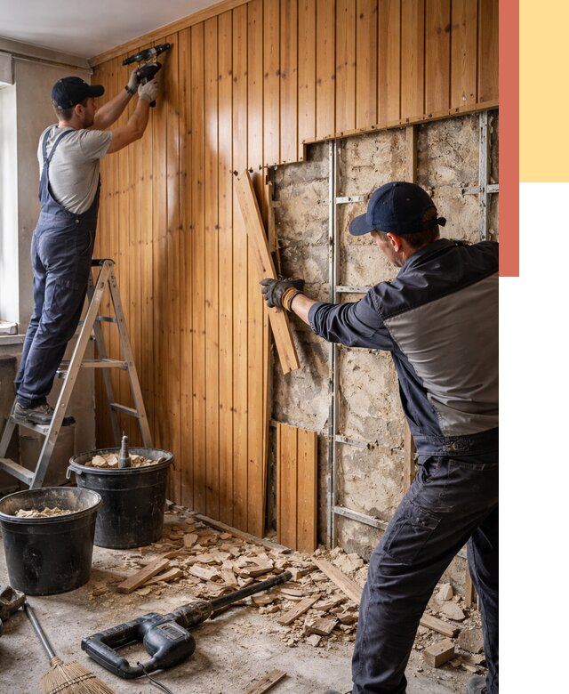 Демонтаж вагонки со стен в Первоуральске от 1492 руб. — снятие, удаление, срочно | ОТДЕЛОЧНИК-Прв