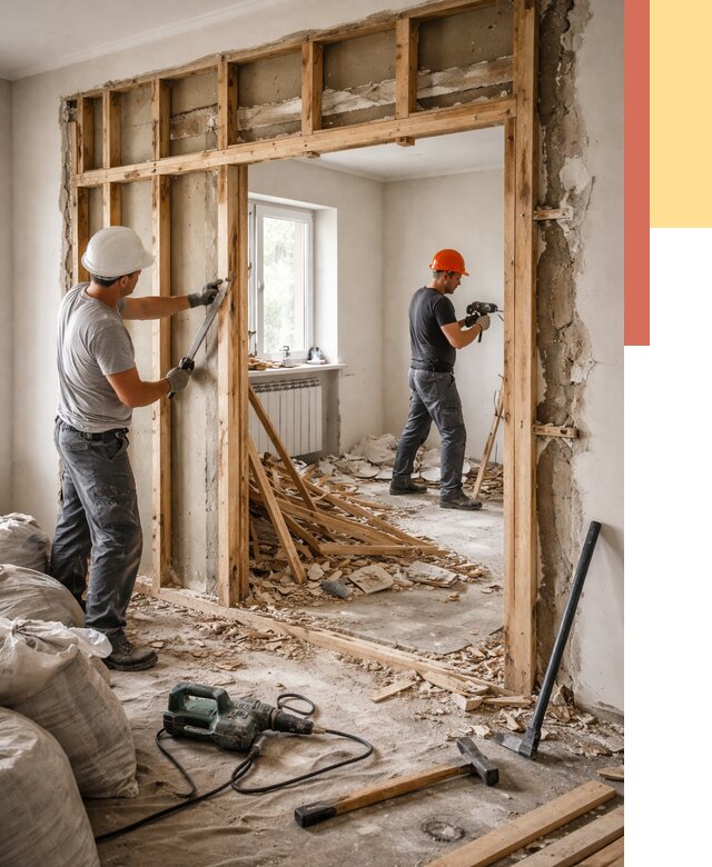 Демонтаж деревянных перегородок в Первоуральске от 3294 руб. — быстро и недорого | ОТДЕЛОЧНИК-Прв