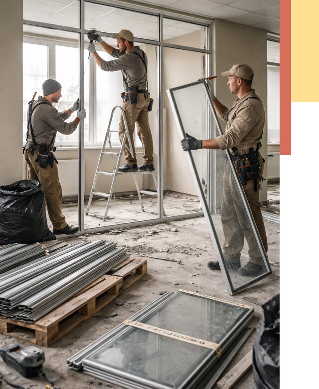 Демонтаж алюминиевых перегородок в Первоуральске от 4323 руб. — быстро и недорого | ОТДЕЛОЧНИК-Прв