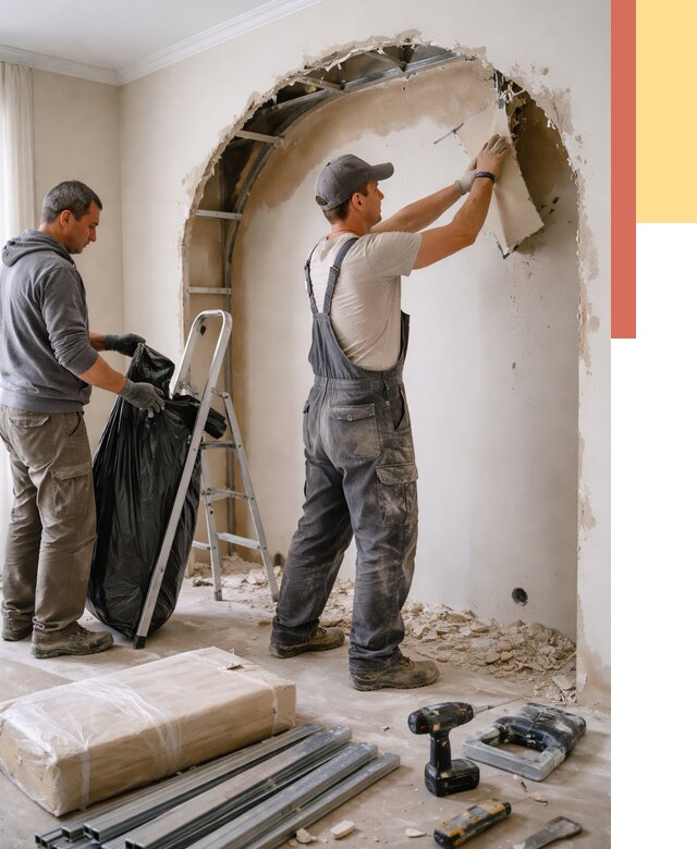 Демонтаж арки из гипсокартона в Первоуральске от 3603 руб. — услуги под ключ | ОТДЕЛОЧНИК-Прв