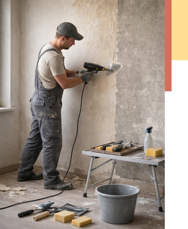 Очистка стен от клея в Первоуральске от 1904 руб. — снятие и удаление клея со стен | ОТДЕЛОЧНИК-Прв