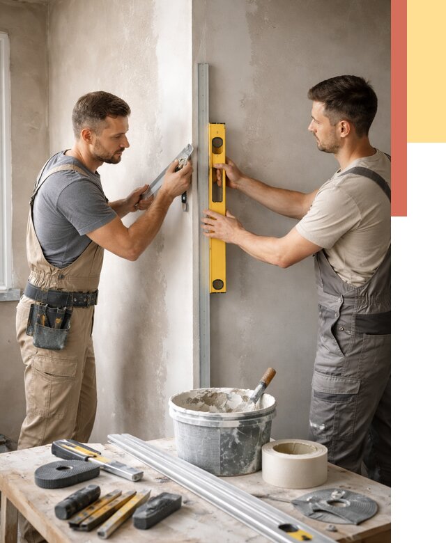 Выведение углов стен в Первоуральске от 1904 руб. быстро и недорого | ОТДЕЛОЧНИК-Прв