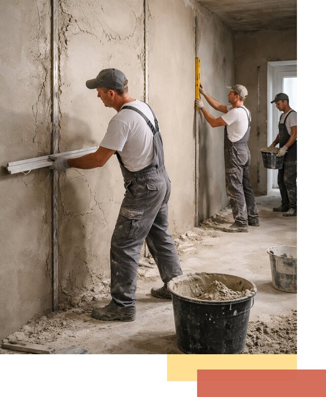 Штукатурка стен по маякам в Первоуральске — точная и ровная поверхность