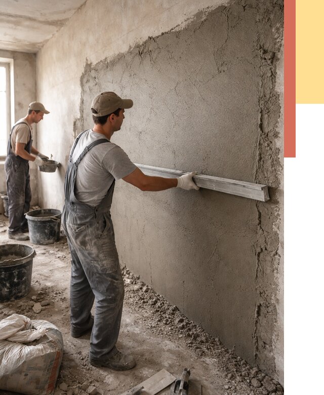 Цементная штукатурка стен в Первоуральске от 4632 руб/м2 — быстро и недорого | ОТДЕЛОЧНИК-Прв