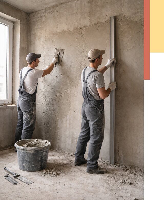 Штукатурка бетонных стен в Первоуральске от 4632 руб/м² — качественно и быстро | ОТДЕЛОЧНИК-Прв