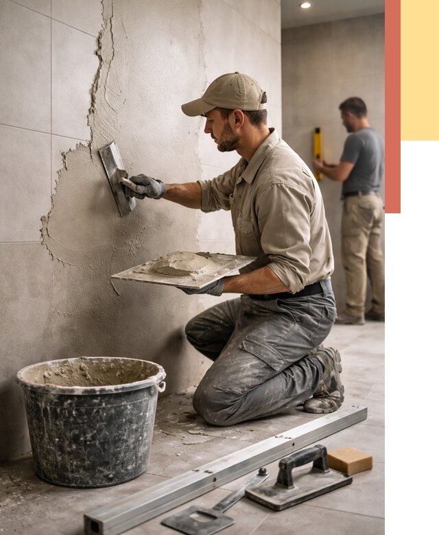 Штукатурка стен в ванной в Первоуральске от 4632 руб./м² — выравнивание под ключ | ОТДЕЛОЧНИК-Прв