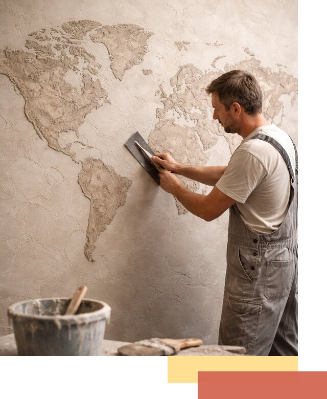 Декоративная штукатурка «Карта мира» под ключ в Первоуральске