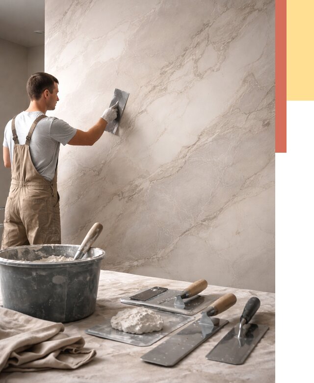 Декоративная штукатурка под мрамор в Первоуральске от 2882 руб./м² — быстро и недорого | ОТДЕЛОЧНИК-Прв