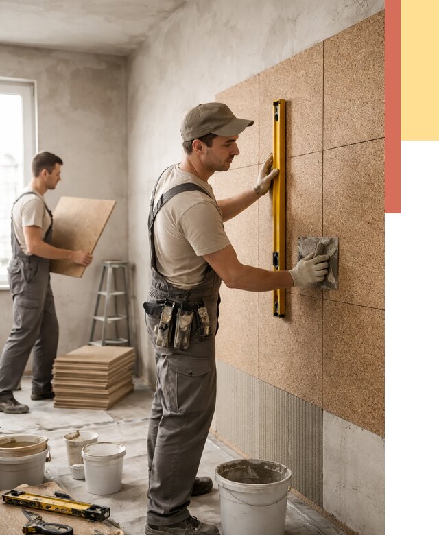 Монтаж пробковых панелей на стены в Первоуральске от 3603 руб. — ОТДЕЛОЧНИК-Прв