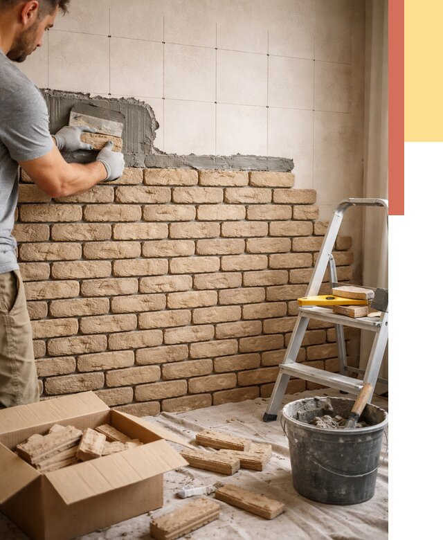 Монтаж декоративного кирпича в Первоуральске от 3294 руб./м² — быстро и недорого | ОТДЕЛОЧНИК-Прв