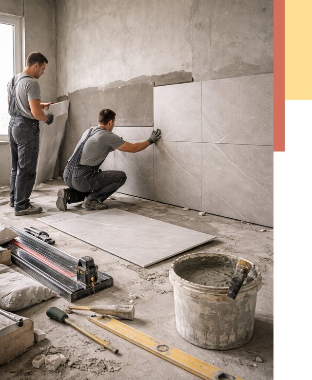 Облицовка стен керамогранитом в Первоуральске от 4323 руб./м² — услуги под ключ | ОТДЕЛОЧНИК-Прв