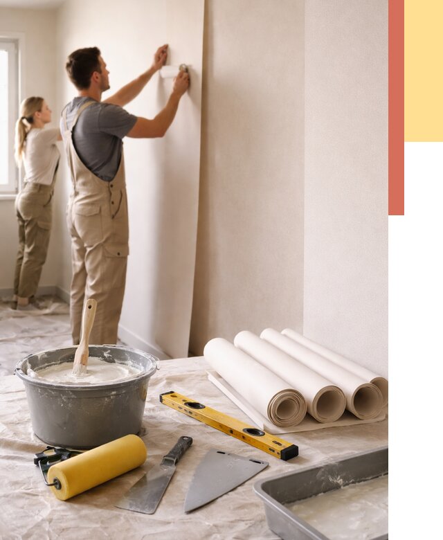 Поклейка бумажных обоев в Первоуральске от 5661 руб./м2 — быстро и недорого | ОТДЕЛОЧНИК-Прв