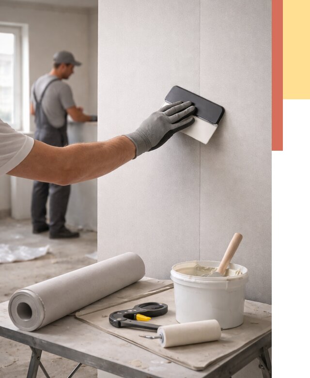 Поклейка обоев под покраску в Первоуральске от 3603 руб. за м2 | ОТДЕЛОЧНИК-Прв