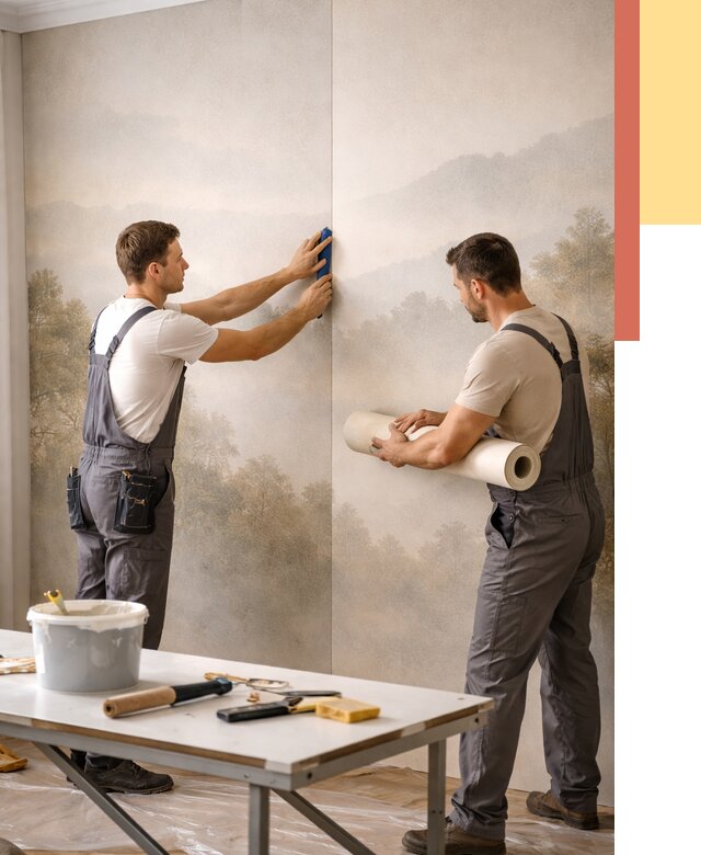 Поклейка фотообоев в Первоуральске от 8749 руб/м² — быстро и недорого | ОТДЕЛОЧНИК-Прв