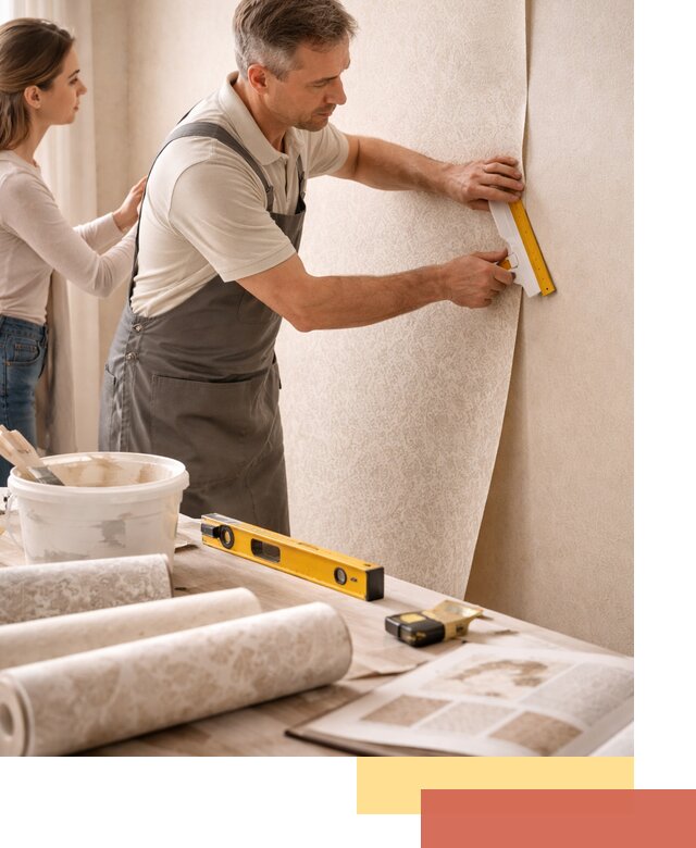 Поклейка обоев с подбором рисунка в Первоуральске