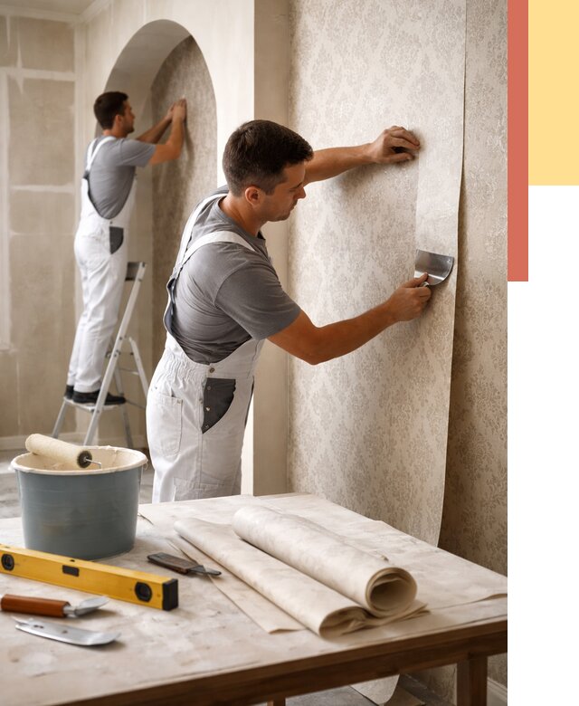 Поклейка обоев на сложные стены в Первоуральске от 2882 руб. под ключ | ОТДЕЛОЧНИК-Прв