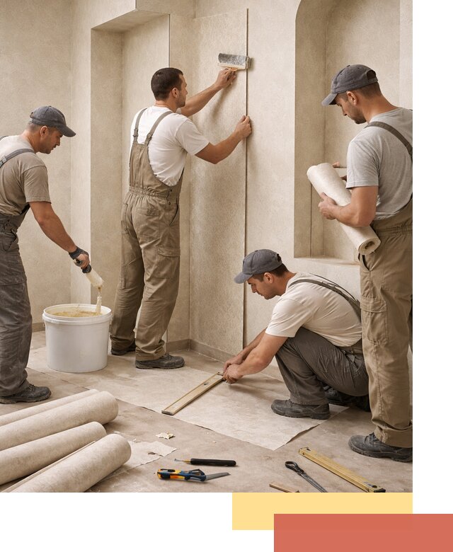 Поклейка обоев на сложные стены и неровные поверхности в Первоуральске