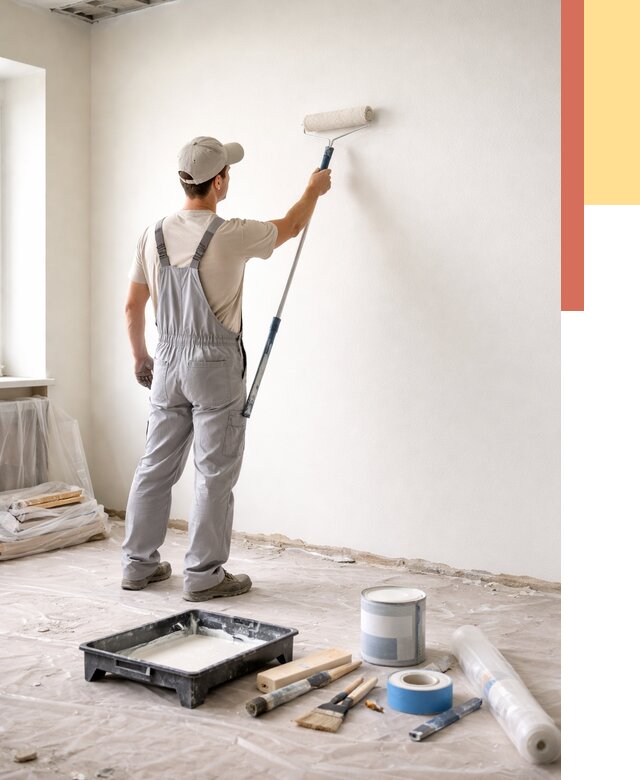 Покраска стен водоэмульсионной краской в Первоуральске от 463 руб. за м² | ОТДЕЛОЧНИК-Прв