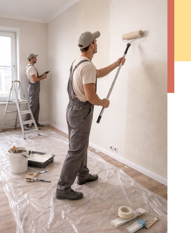 Покраска стен акриловой краской в Первоуральске от 3603 руб./м² — быстро и недорого | ОТДЕЛОЧНИК-Прв