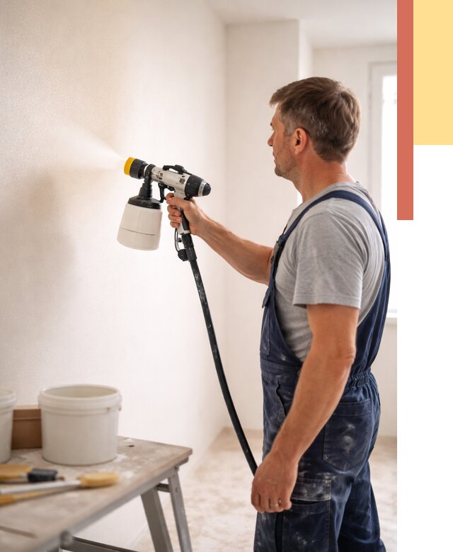 Покраска стен краскопультом в Первоуральске от 7720 руб. — механизированная покраска | ОТДЕЛОЧНИК-Прв