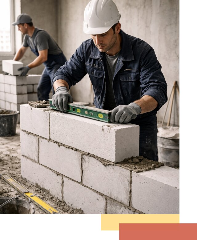 Кладка перегородок из пеноблока под ключ в Первоуральске