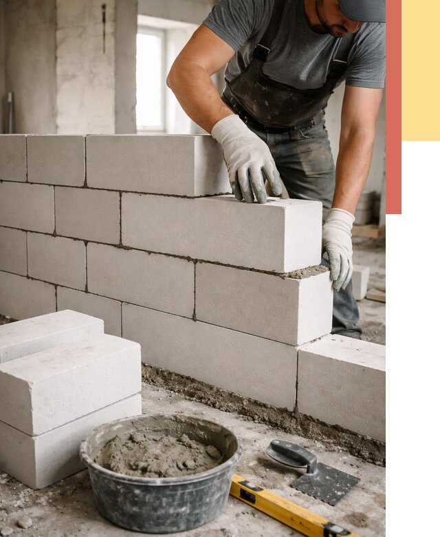 Кладка перегородок из силикатного блока в Первоуральске от 4117 руб. под ключ | ОТДЕЛОЧНИК-Прв