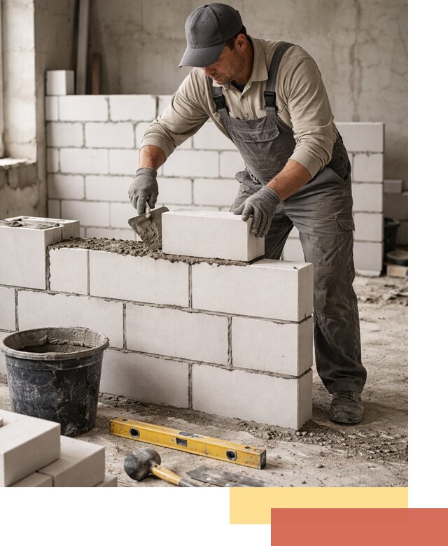 Кладка перегородок из силикатного блока в Первоуральске