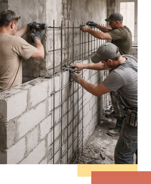 Армирование кладки перегородок в Первоуральске профессионально и надёжно