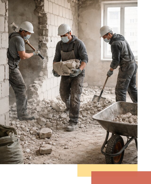 Демонтаж блочных перегородок в Первоуральске быстро и аккуратно