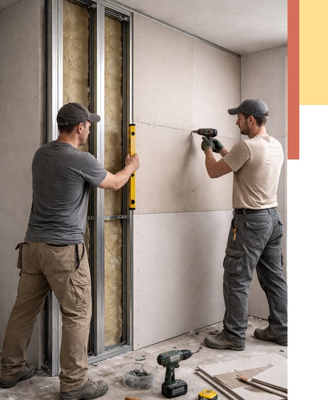 Монтаж двухслойной перегородки из гипсокартона в Первоуральске от 1492 руб. | ОТДЕЛОЧНИК-Прв