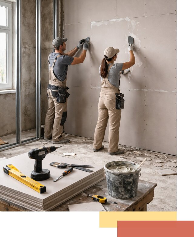 Монтаж двухслойной перегородки из гипсокартона в Первоуральске