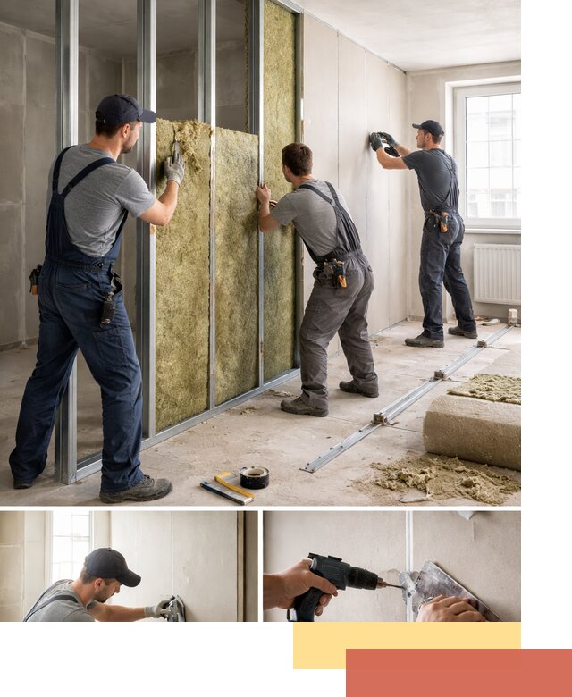 Перегородка из гипсокартона с шумоизоляцией в Первоуральске — монтаж под ключ