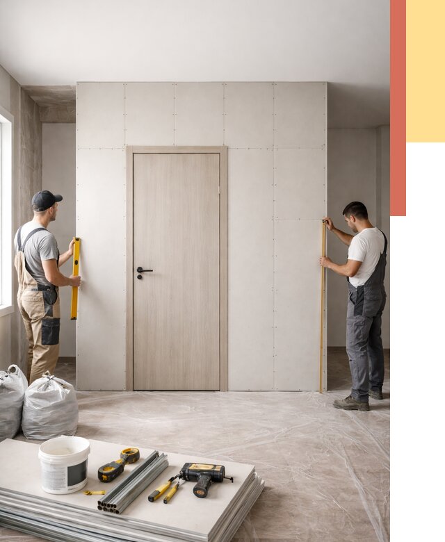 Перегородка из гипсокартона с дверью в Первоуральске от 4632 руб. под ключ | ОТДЕЛОЧНИК-Прв