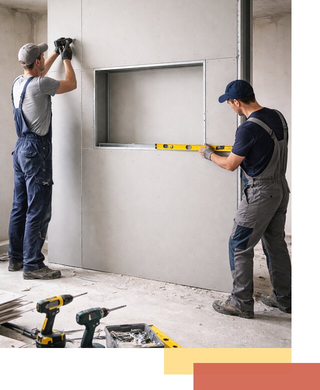 Перегородка из гипсокартона с нишей под декор в Первоуральске