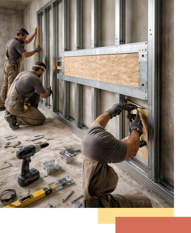 Усиленная перегородка для крепления тяжёлых конструкций в Первоуральске