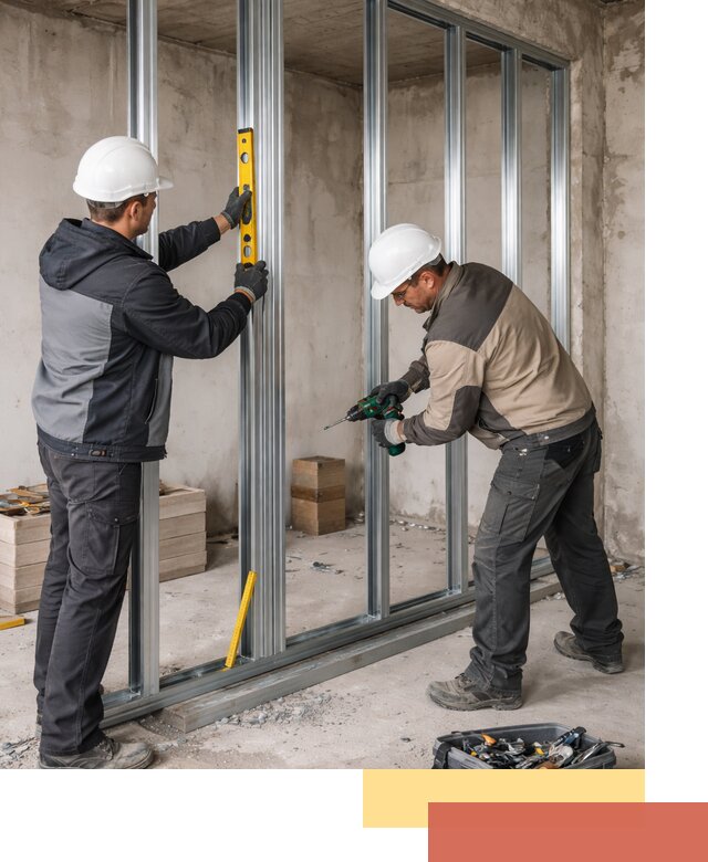 Монтаж каркаса перегородки из профиля в Первоуральске