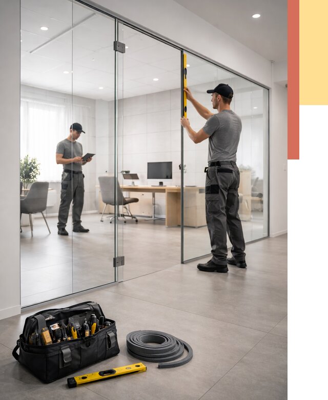 Цельностеклянные перегородки под ключ в Первоуральске от 9778 руб. — монтаж и цены | ОТДЕЛОЧНИК-Прв