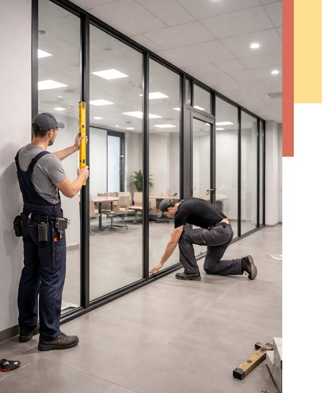 Каркасные стеклянные перегородки в Первоуральске под ключ от 9470 руб. | ОТДЕЛОЧНИК-Прв