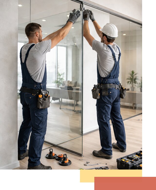 Безрамные стеклянные перегородки под ключ в Первоуральске