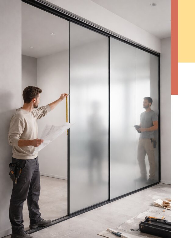 Матовые стеклянные перегородки в Первоуральске от 8749 руб. — монтаж и установка | ОТДЕЛОЧНИК-Прв