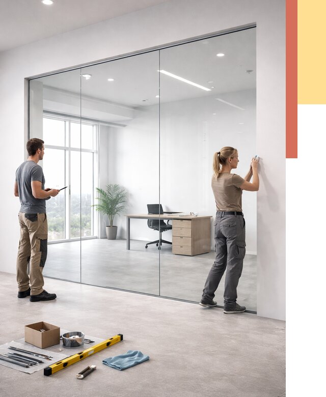 Перегородки из закаленного стекла в Первоуральске от 9778 руб. под ключ | ОТДЕЛОЧНИК-Прв