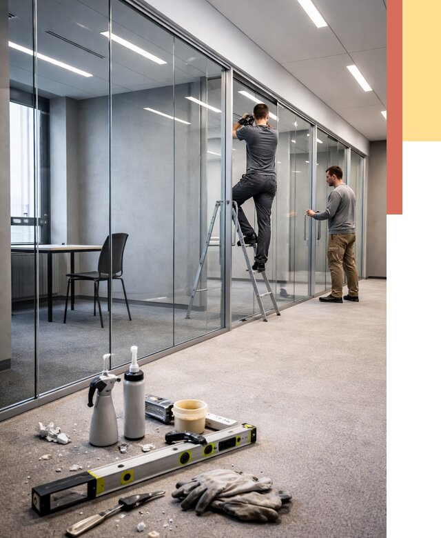 Стеклянные офисные перегородки в Первоуральске от 8749 руб. — монтаж и установка | ОТДЕЛОЧНИК-Прв