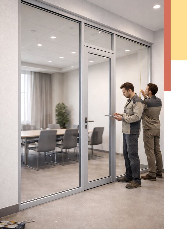 Установка и монтаж алюминиевых перегородок со стеклом в Первоуральске от 8440 руб. | ОТДЕЛОЧНИК-Прв