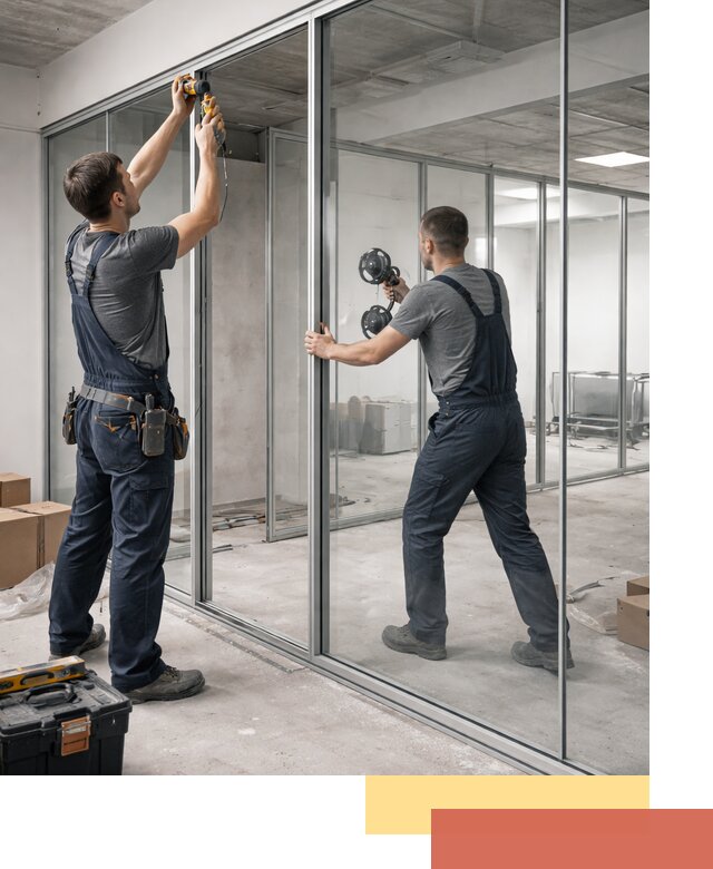 Алюминиевые перегородки со стеклом в Первоуральске — изготовление и монтаж