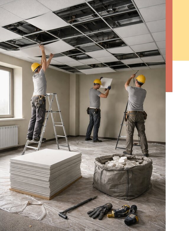 Демонтаж потолка Армстронг в Первоуральске от 4632 руб. быстро и недорого | ОТДЕЛОЧНИК-Прв