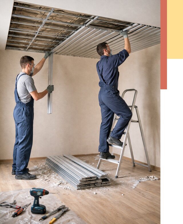 Демонтаж реечного потолка в Первоуральске от 4632 руб. быстро и недорого | ОТДЕЛОЧНИК-Прв