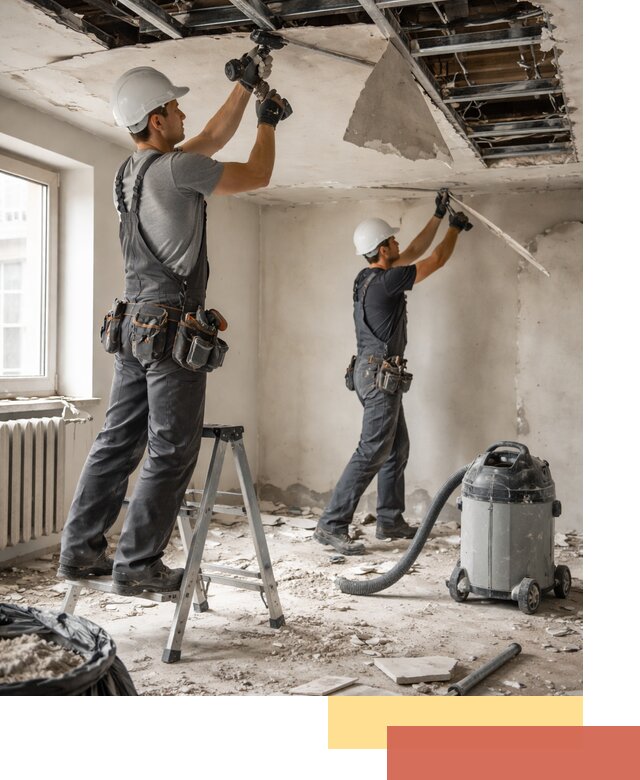 Демонтаж гипсокартонного потолка в Первоуральске быстро и аккуратно