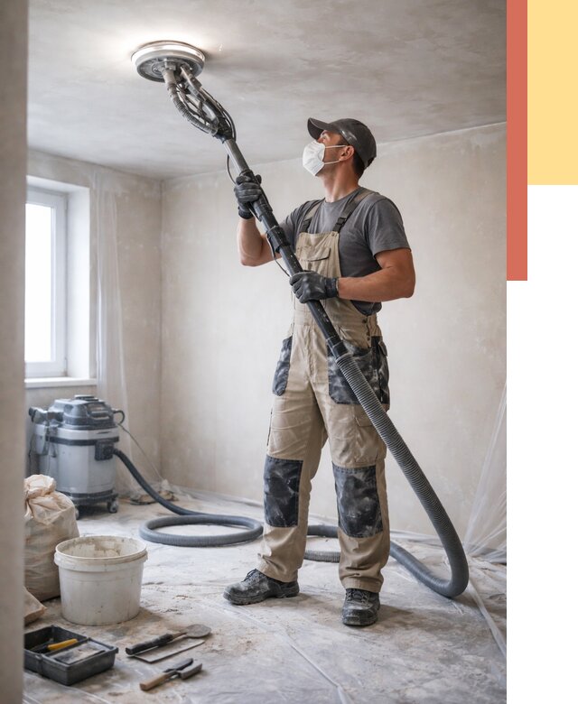 Шлифовка потолка в Первоуральске от 3603 руб. — услуги шлифования потолка | ОТДЕЛОЧНИК-Прв