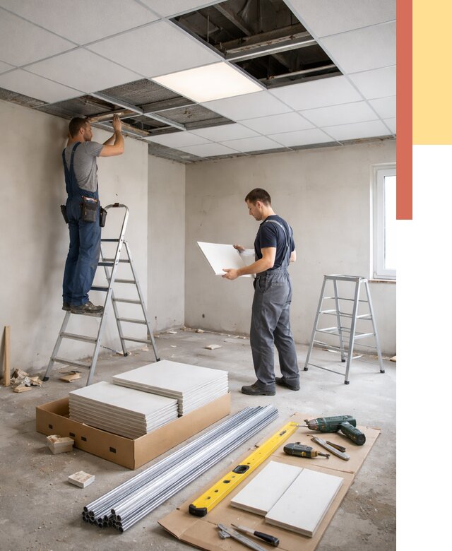 Монтаж потолка армстронг в Первоуральске от 4632 руб/м2 — быстрая установка под ключ | ОТДЕЛОЧНИК-Прв